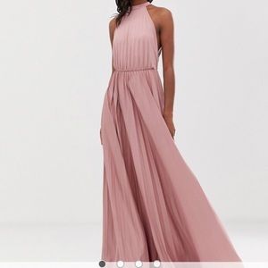 ASOS DESIGN Tall Halter Pleated Maxi dress